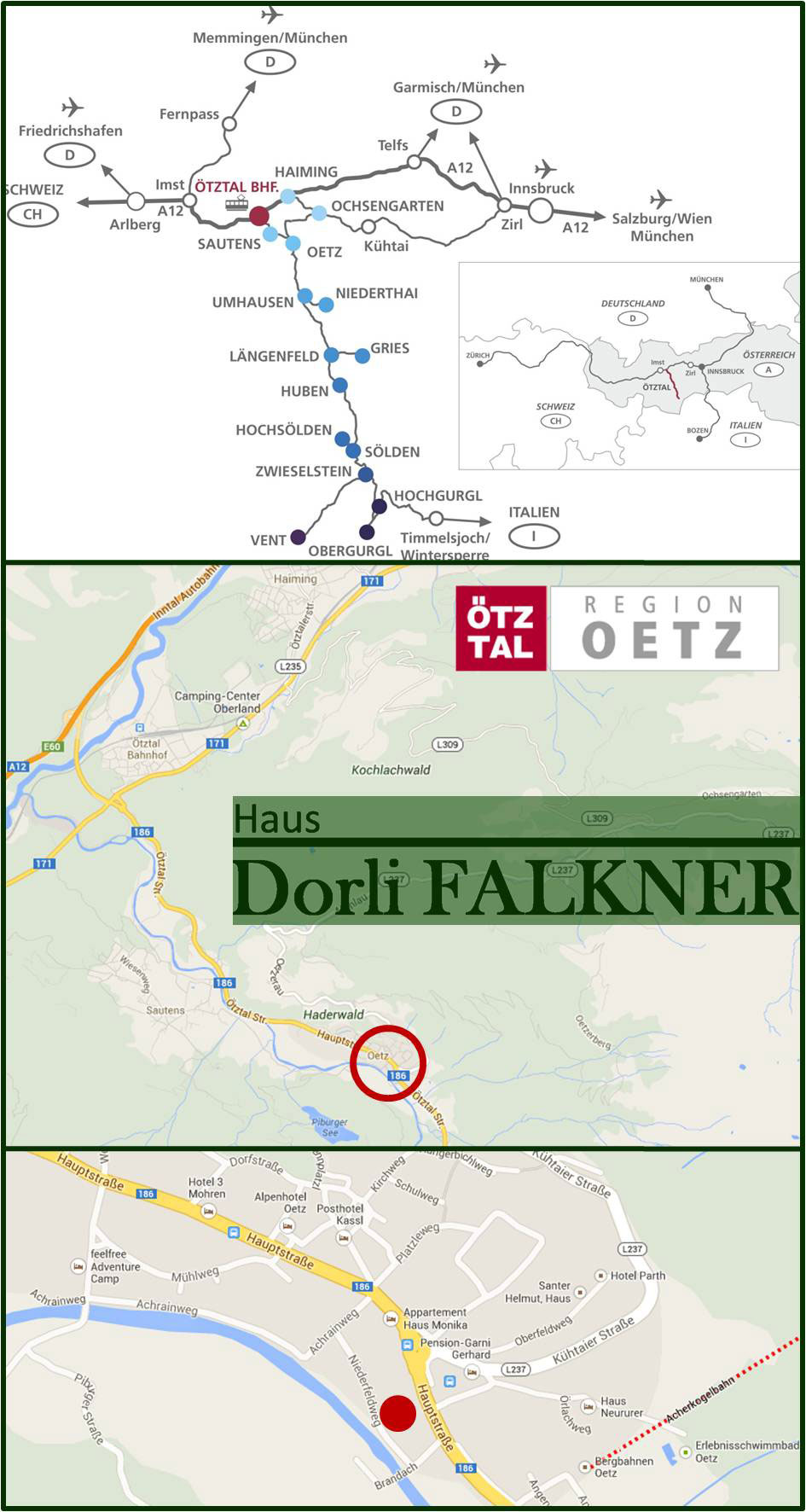 Anreise Appartement Oetz Ötztal Haus Dorli Falkner